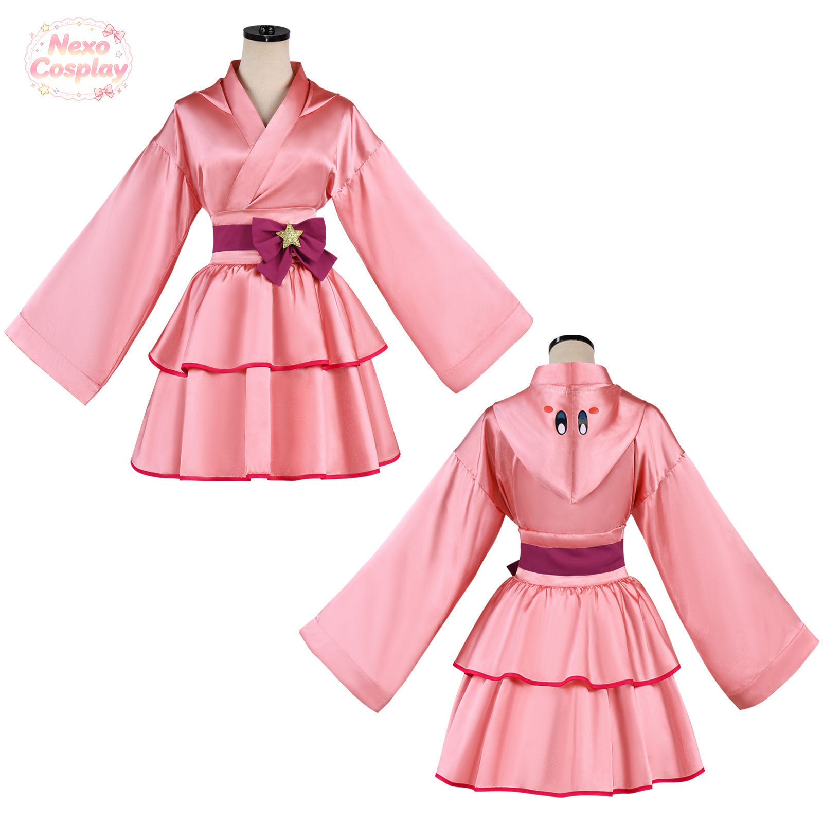 Anime Cosplay Pink - ピンクボール コスプレ衣装 ピンクガール フード付き着物スカート ハロウィンアニメ コスプレとして