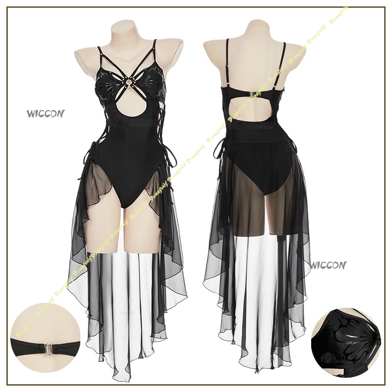 Anime Cosplay Black Girl - コスプレ衣装女性スーツ蝶ゴシックシフォン黒ワンピース水着ワンピース女の子ドレスビキニデイリークリスマスハロウィン