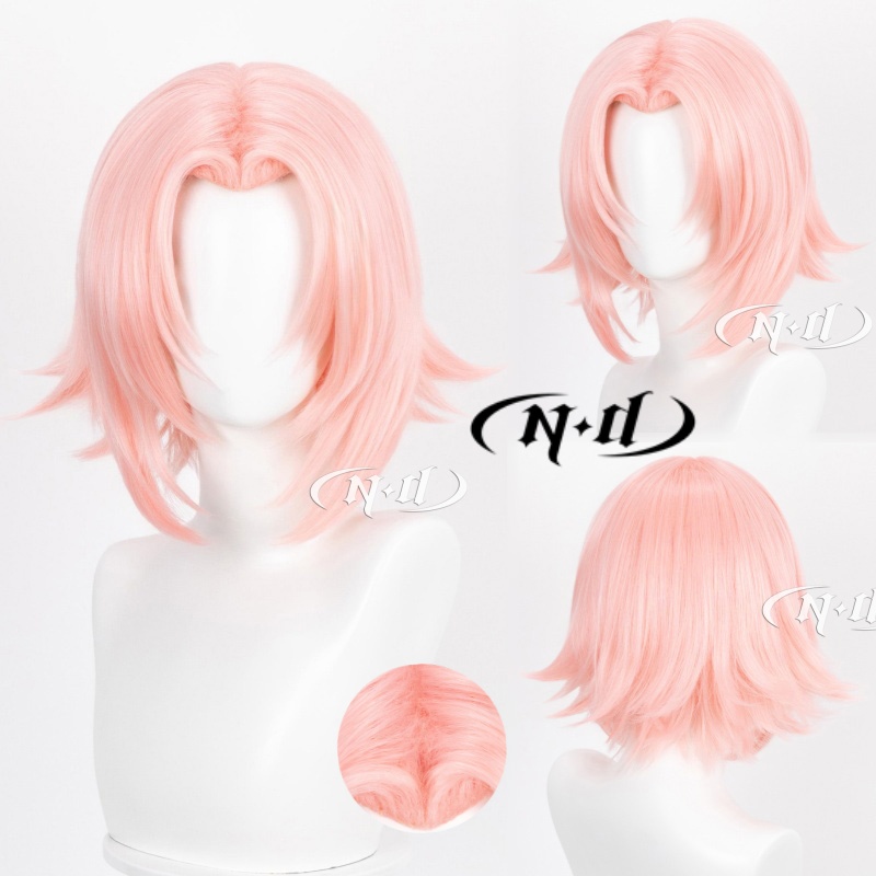 Anime Cosplay Easy - ND ブランド春野サクラショートヘアナルトコスプレウィッグヘアヘアピースコミコンコスプレイヤーハロウィン仮装パーティーテーマ用