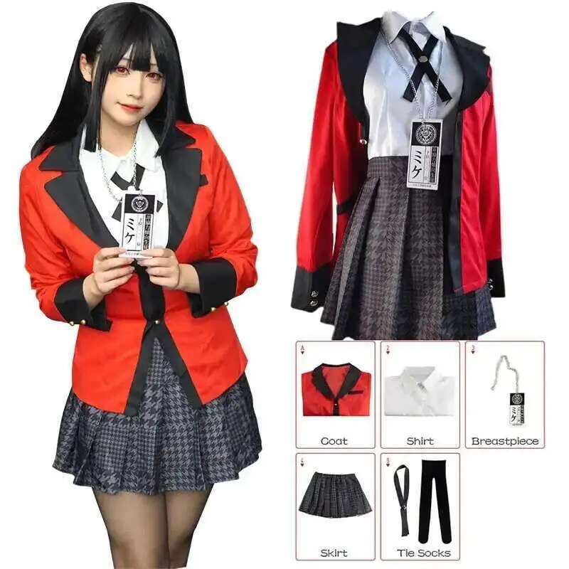 Anime Cosplay Girlfriend - アニメ賭ケグルイ Jabami 夢子コスプレ衣装ハロウィンさやか強迫ギャンブラー日本の女子高生 JK 制服ハロウィン