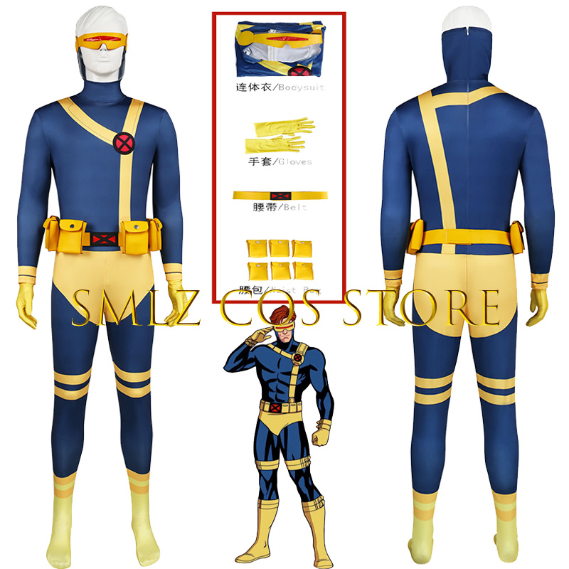 Anime Cosplay Bodysuit - スコット・サマーズ コスプレ サイクロプス コスチューム ヒーロー メンズ