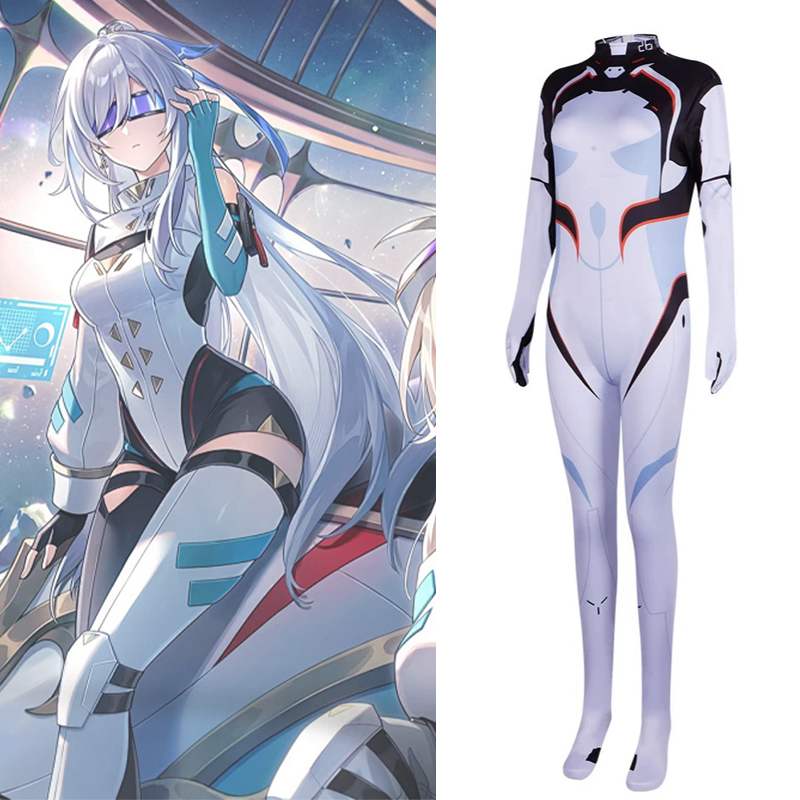 Anime Cosplay Bodysuit - アニメ Honkai スターレールコスプレホタル戦闘ジャンプスーツ女性長袖プリントタイトなボディスーツハロウィンゲームステージショー衣装
