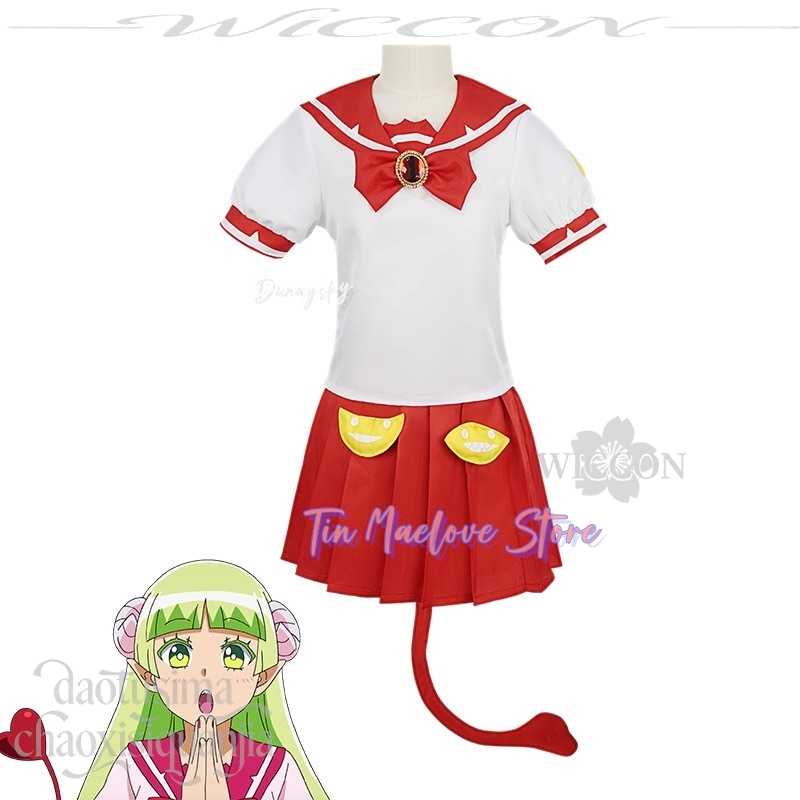Anime Cosplay Kostüm - クララ・ヴァラックの衣装 かわいい JK 制服 赤いドレス 毛皮の角