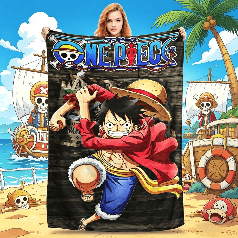 One Piece Straw Hat - ルフィ ワンピース ソファ用スローブランケット ふわふわ柔らかいプラッシュブランケット 50x60インチ マルチサイズ