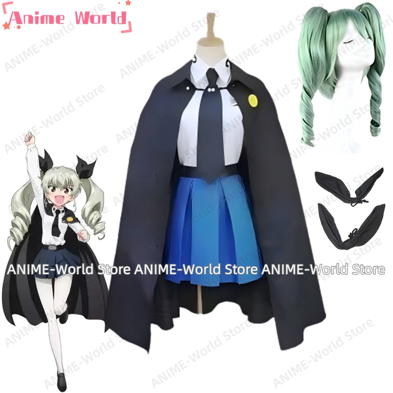 Anime Cosplay Girlfriend - 「カスタムサイズ」アニメゲームガールズ・アン・パンツァー アンザイ・チヨミ・アンザイ クローク制服コスプレ衣装ハロウィンウィッグ衣類
