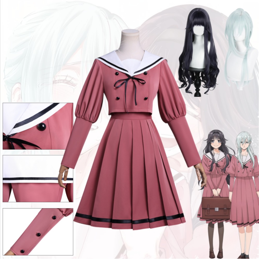 Anime Cosplay Mujer - 「香り高い花が、気品をもって咲き誇る」——カオルコ・ワグリ、スバル・ホシナのコスプレ衣装。ピンク色の制服ドレス、ウィッグ、それに合わせたロールプレイ用の衣装。
