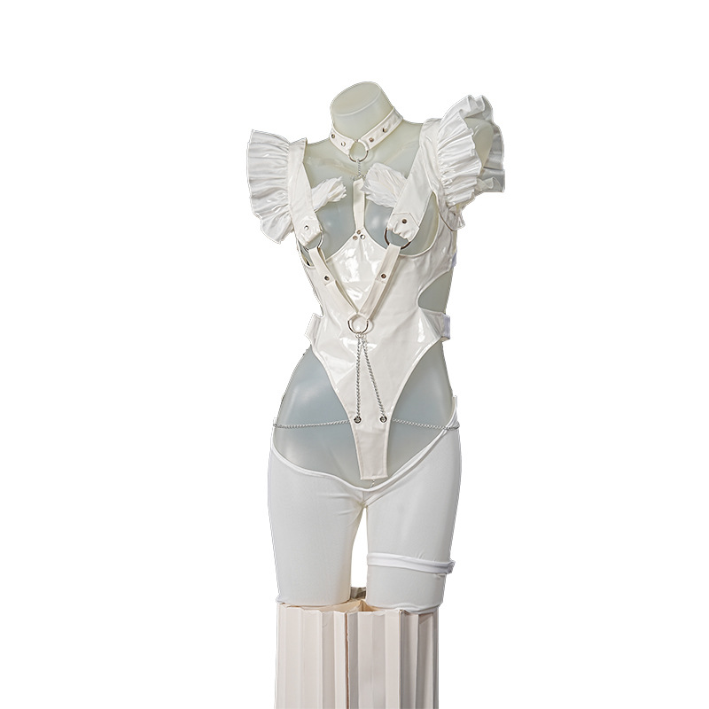 耳の悪い白いウサギ ‌   コスチュームレザーアズールアニメ - Anime Cosplay Bodysuit のレビューと価格