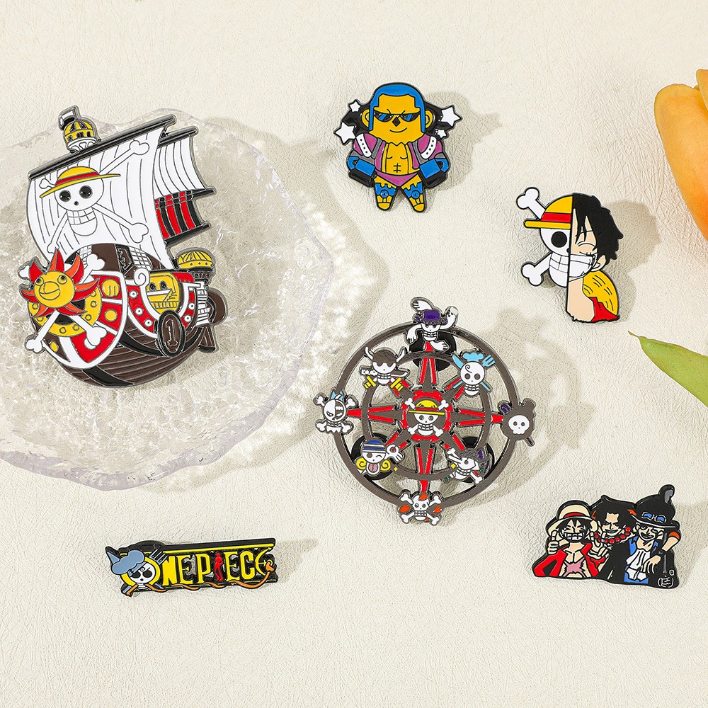 6個セット アニメエナメルピン ルフィキャラクターブローチピ - Anime Cosplay Luffy のレビューと価格