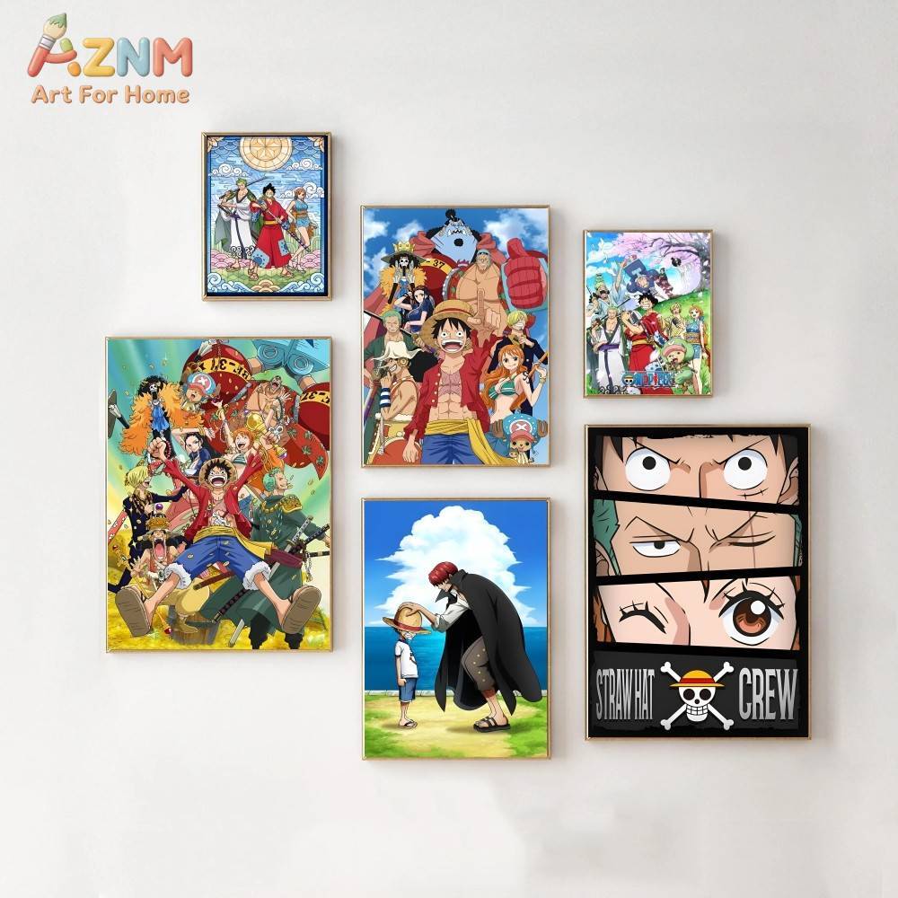AZNM ワンピース非フレームキャンバスプリント麦わら帽子ク - One Piece Straw Hat のレビューと価格