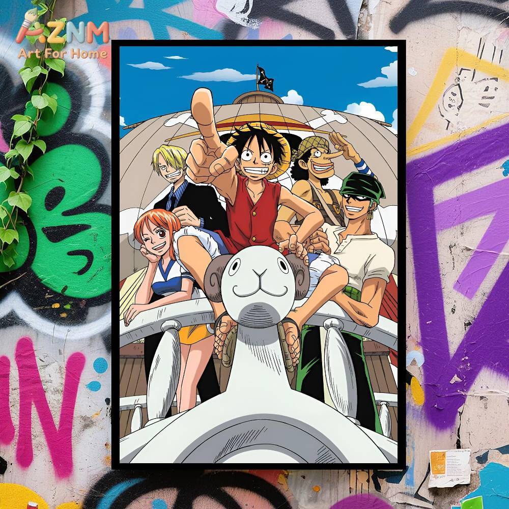 AZNM ワンピース非フレームキャンバスプリント麦わら帽子ク - One Piece Straw Hat のレビューと価格