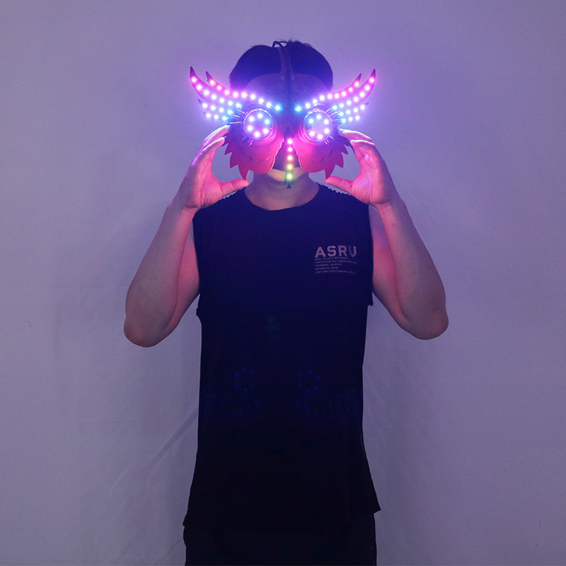 ハロウィーン LED フクロウマスク、光るヘッドマスク、カラ - Anime Cosplay Face のレビューと価格