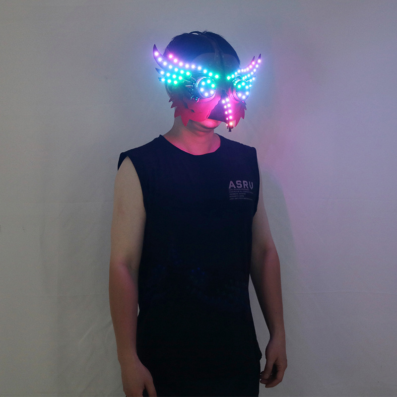 ハロウィーン LED フクロウマスク、光るヘッドマスク、カラ - Anime Cosplay Face のレビューと価格