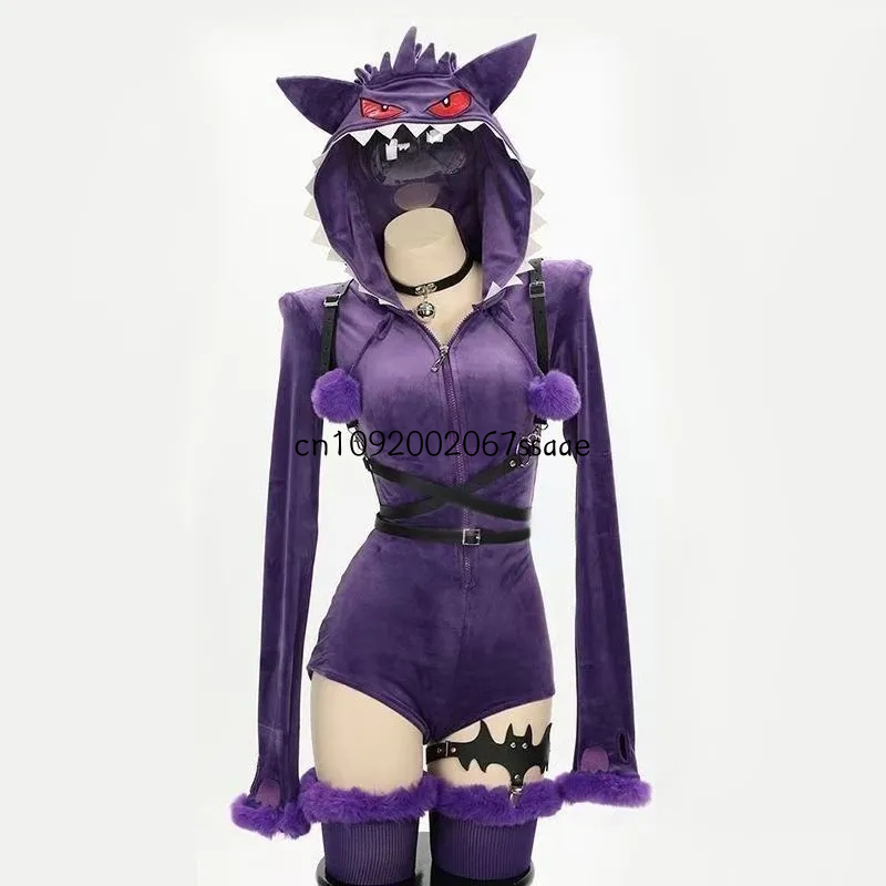 コスプレアニメゲンガーコスプレ衣装紫ぬいぐるみジャンプスーツ - Anime Cosplay Bodysuit のレビューと価格