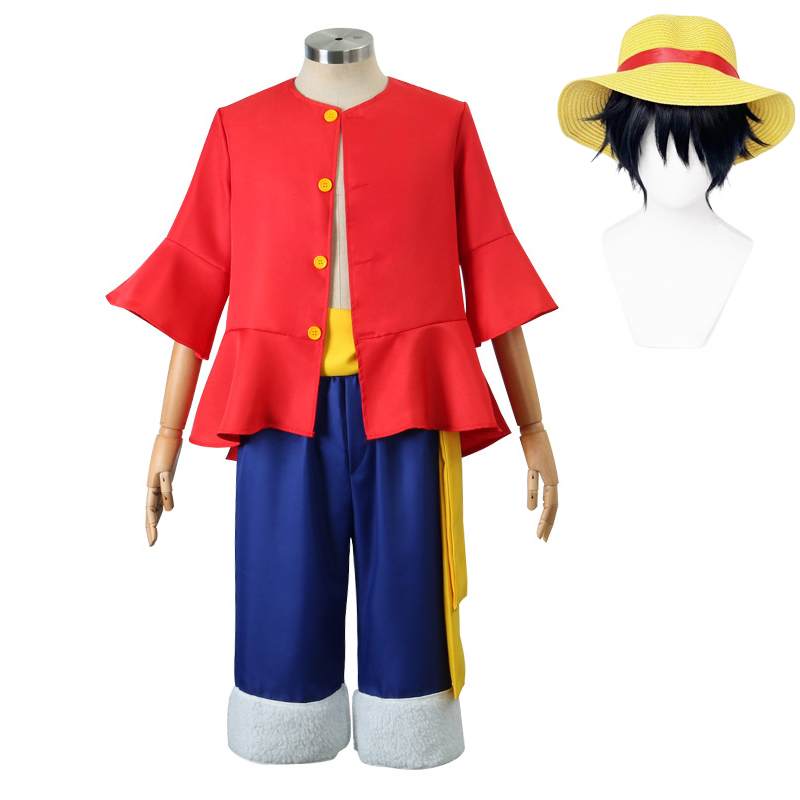 ルフィコスプレ衣装帽子かつらアニメ OP 子供大人ハロウィン - Anime Cosplay Luffy のレビューと価格