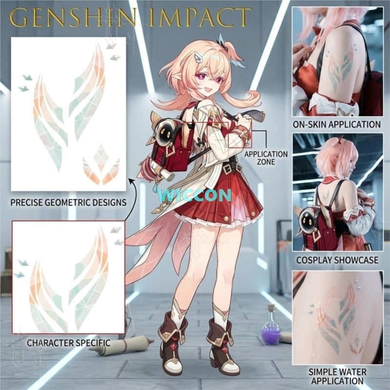 原神レニアコスプレ防水長持ち簡単一時的なタトゥーステッカーゲ - Anime Cosplay Easy のレビューと価格